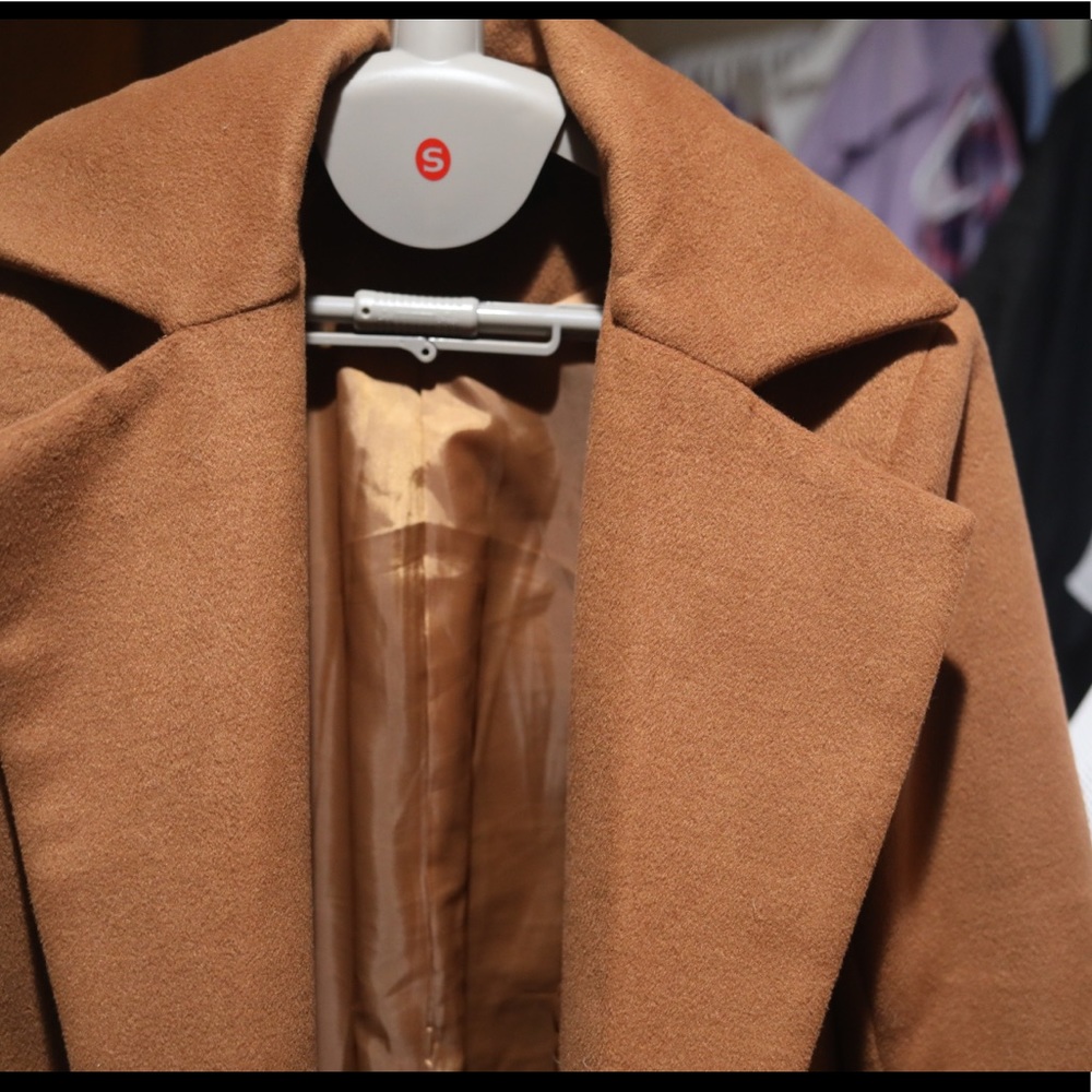 Faux wool long coat